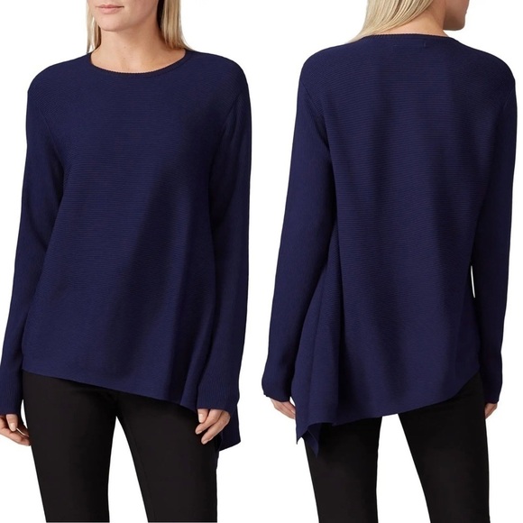 Derek Lam Collective Blue Asymmetrical Knit Pullover - Picture 1 of 10